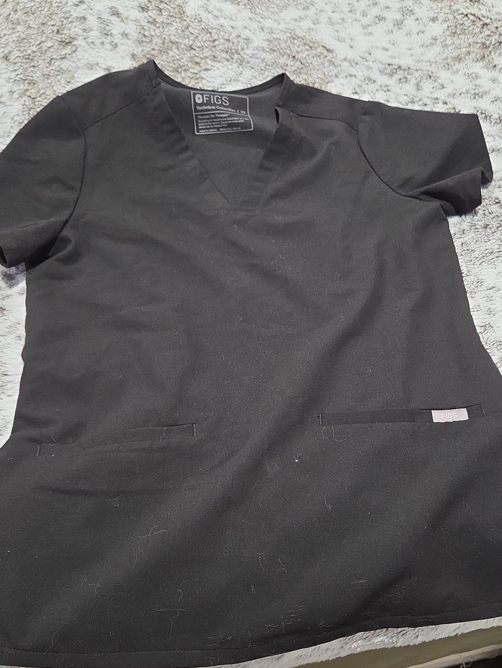 FIGS Black V-Neck Medical Scrub Top